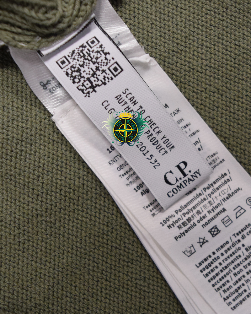 C.P Company Cotton Knit Nylon Lens Hoodie Green - XL