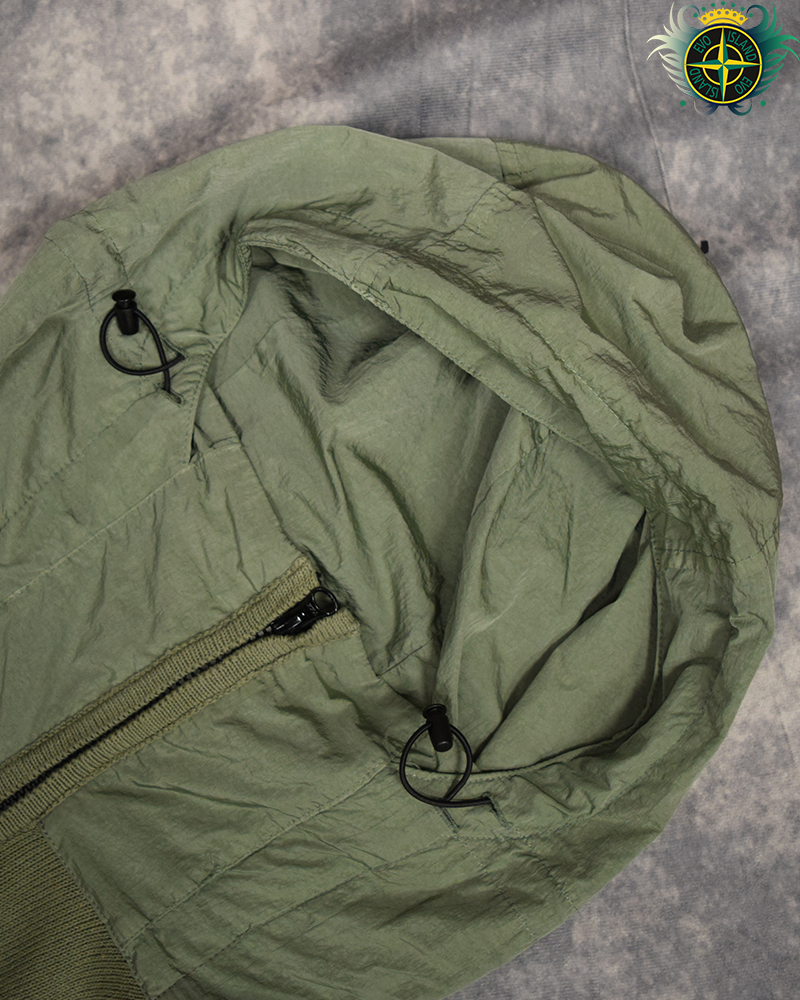 C.P Company Cotton Knit Nylon Lens Hoodie Green - XL