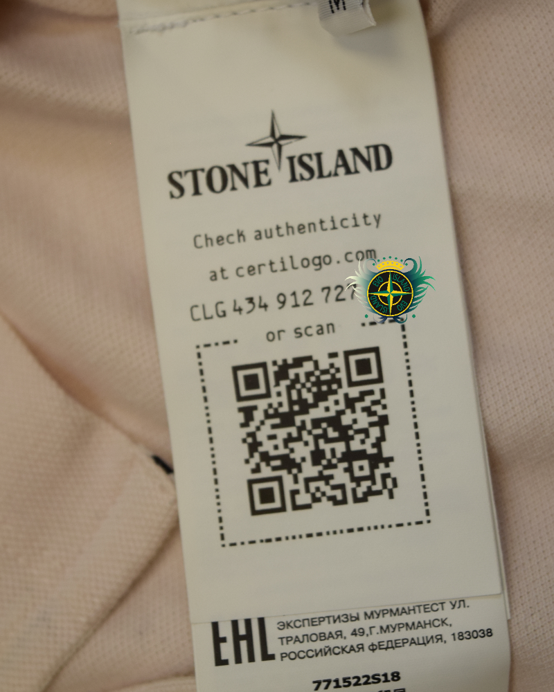 Stone Island Compass Patch project polo shirt Light Pink detail view