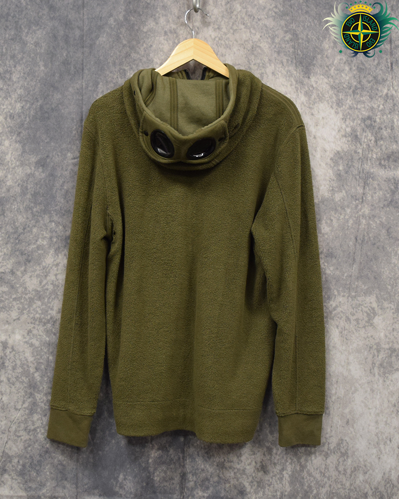 C.P Company Teddy Fleece Googles Hoodie Green - L