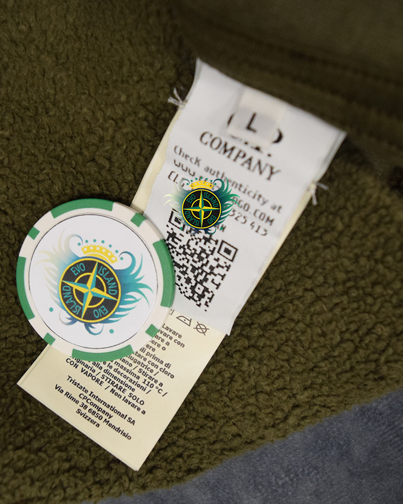 C.P Company Teddy Fleece Googles Hoodie Green - L