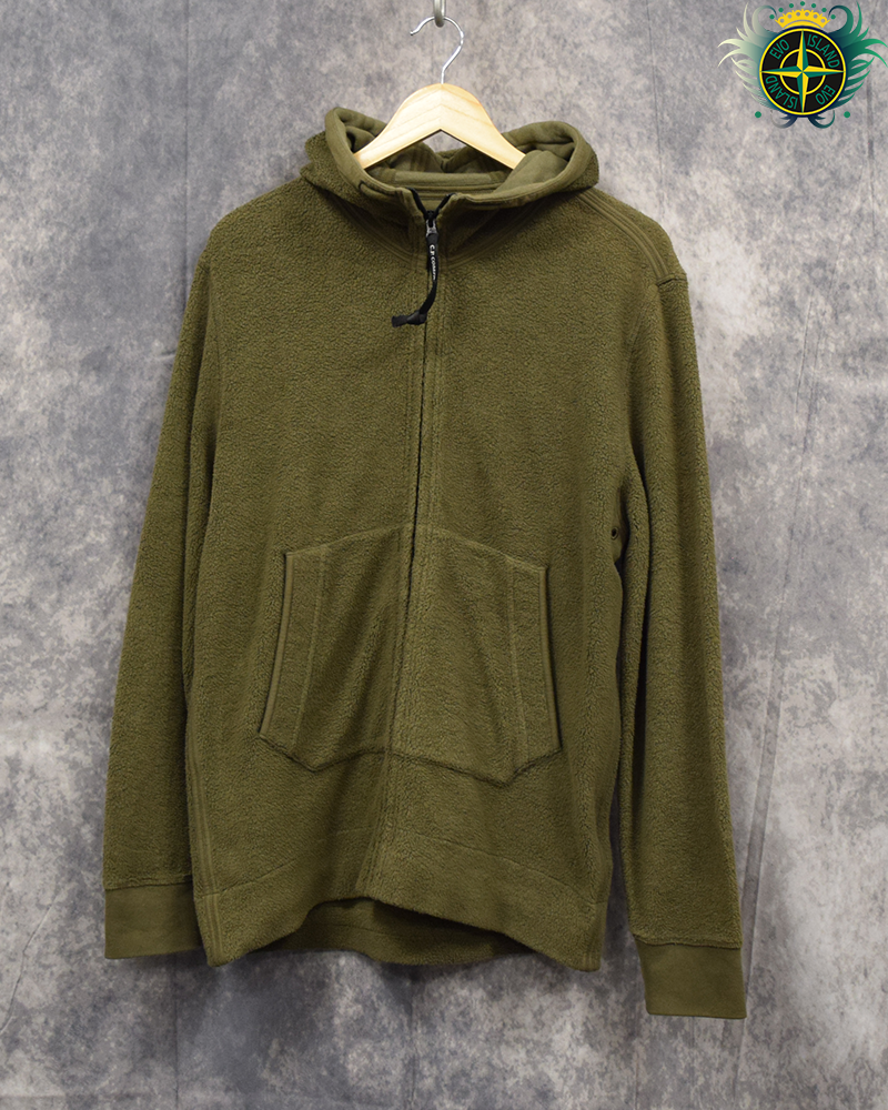 C.P Company Teddy Fleece Googles Hoodie Green - L