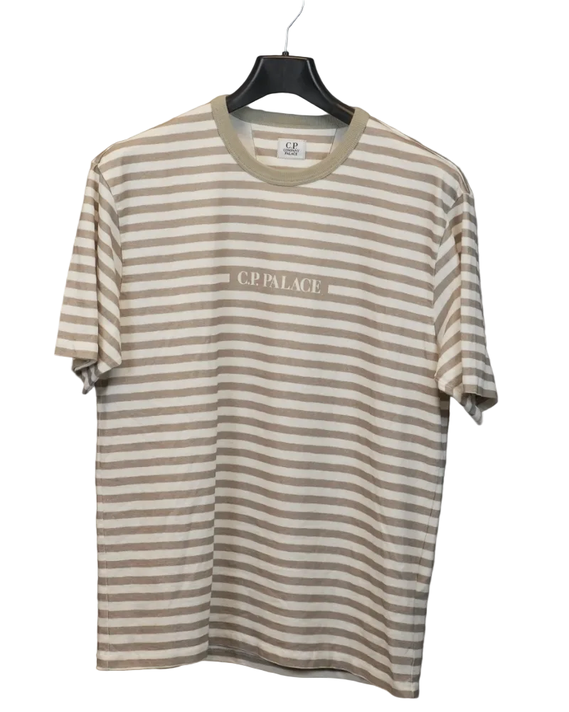 C. P Palace x Palace Open End Jersey Print T- Shirt Striped Brown front view