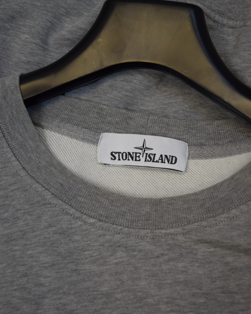 Stone Island Chest Pocket Crewneck Sweatshirt Grey detail view