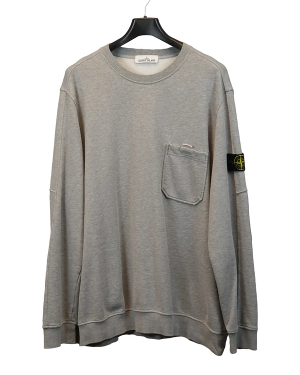 Stone Island Chest Pocket Crewneck Sweatshirt Grey front view