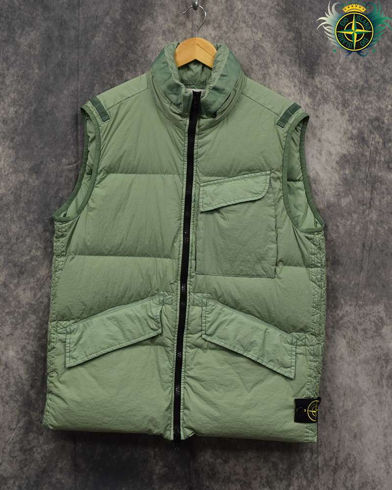Stone Island Dyed Crinkle Reps R-NY Down Gilet Sage - L