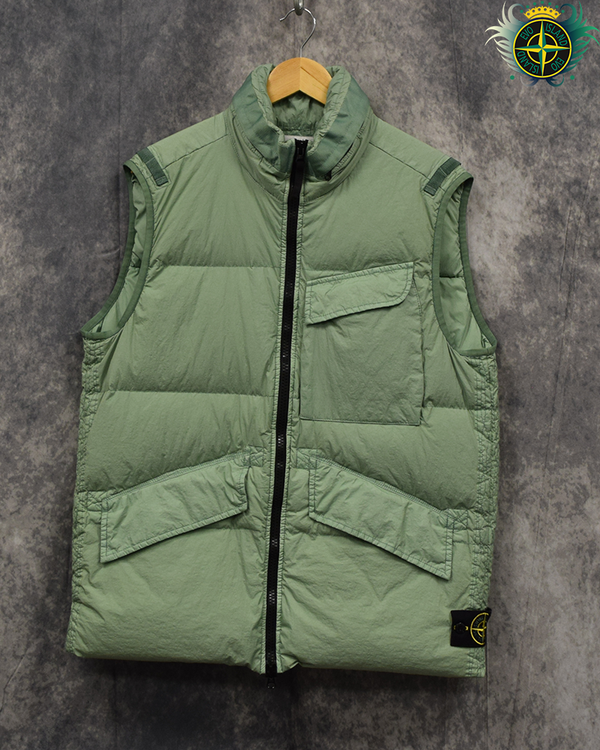 Stone Island Dyed Crinkle Reps R-NY Down Gilet Sage - L