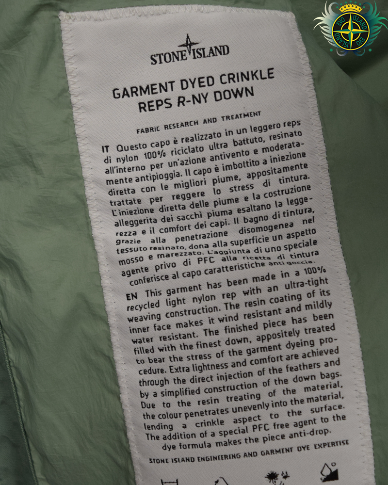 Stone Island Dyed Crinkle Reps R-NY Down Gilet Sage - L