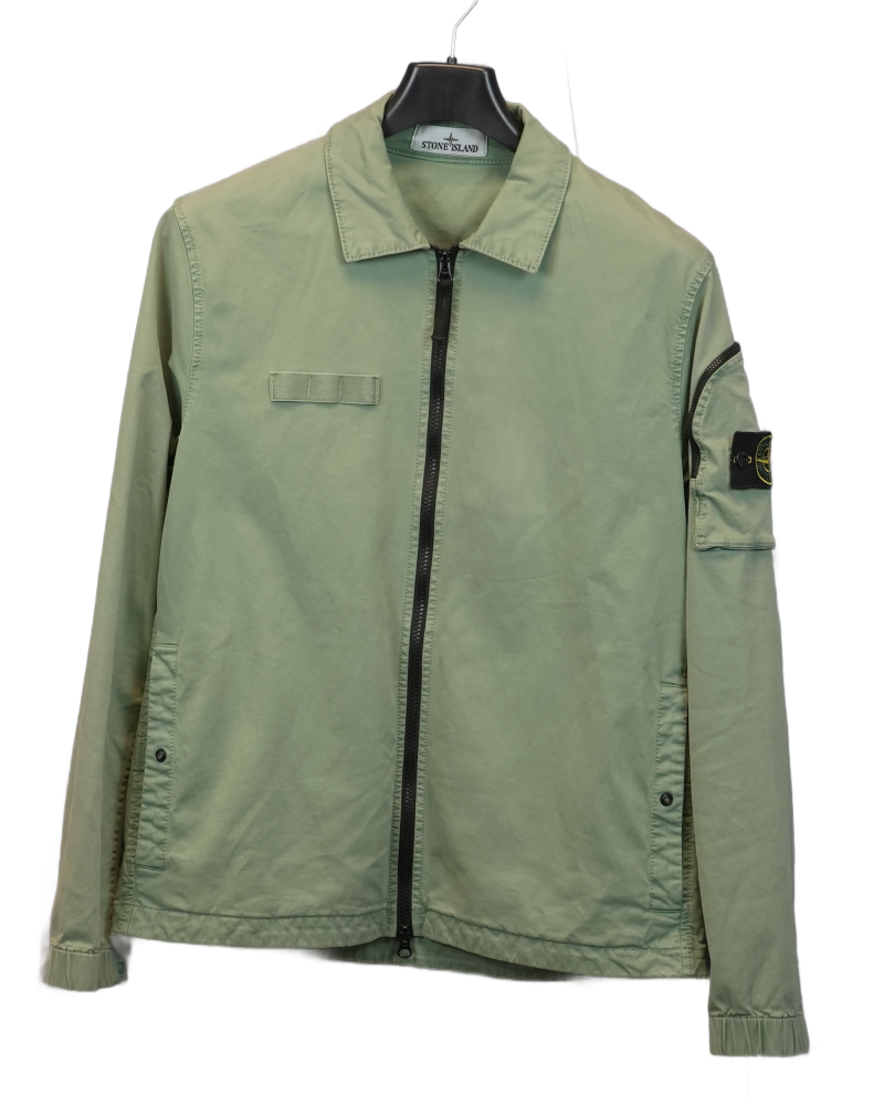 Stone Island Zipped Overshirt Green front view