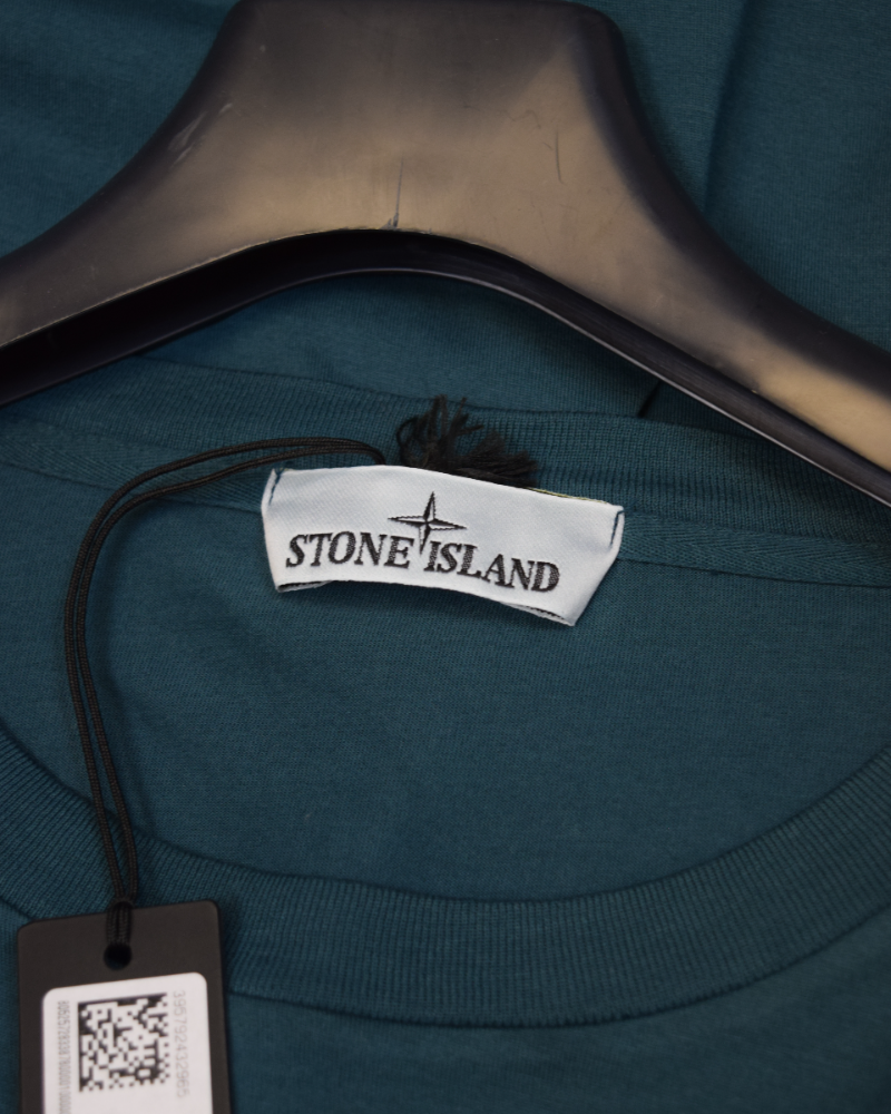 Stone Island Long Sleeve Compass Patch T-Shirt Petrol Blue detail view