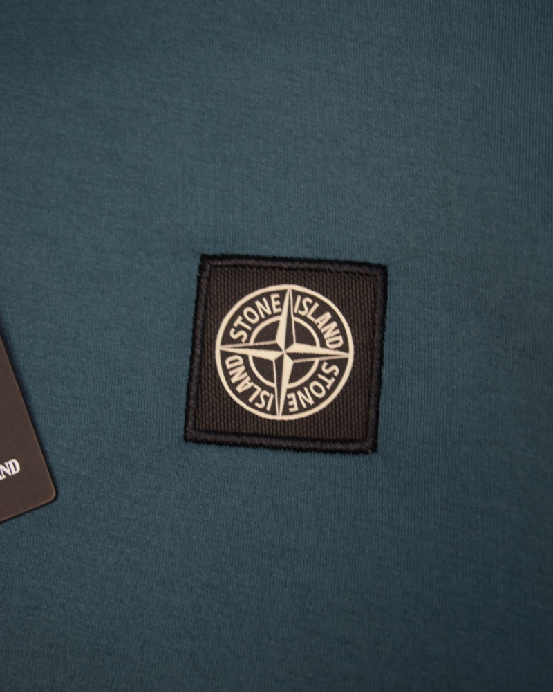Stone Island Long Sleeve Compass Patch T-Shirt Petrol Blue detail view