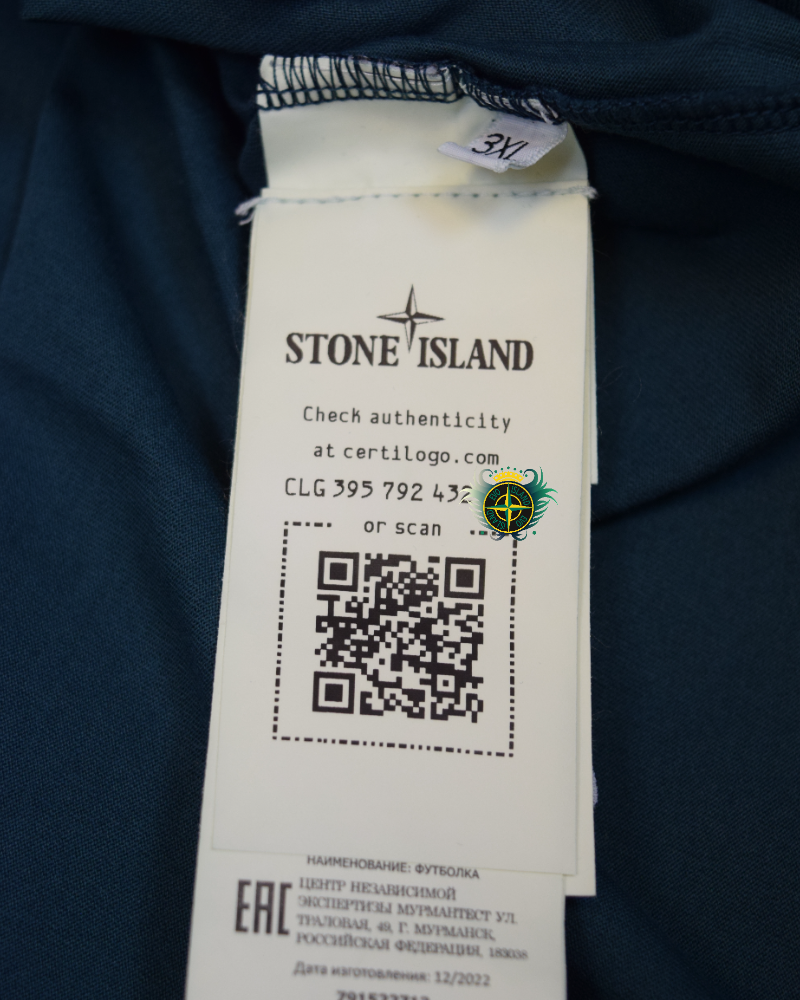 Stone Island Long Sleeve Compass Patch T-Shirt Petrol Blue detail view
