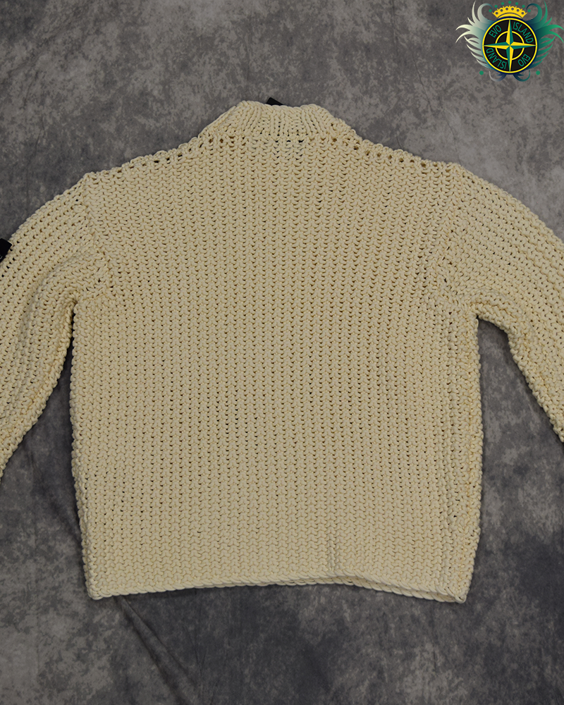 Stone Island UV Reactive Chain Stitch Knit Cream - L
