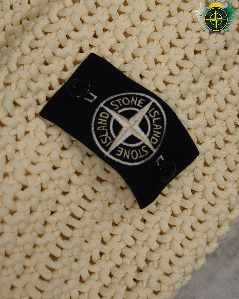 Stone Island UV Reactive Chain Stitch Knit Cream - L