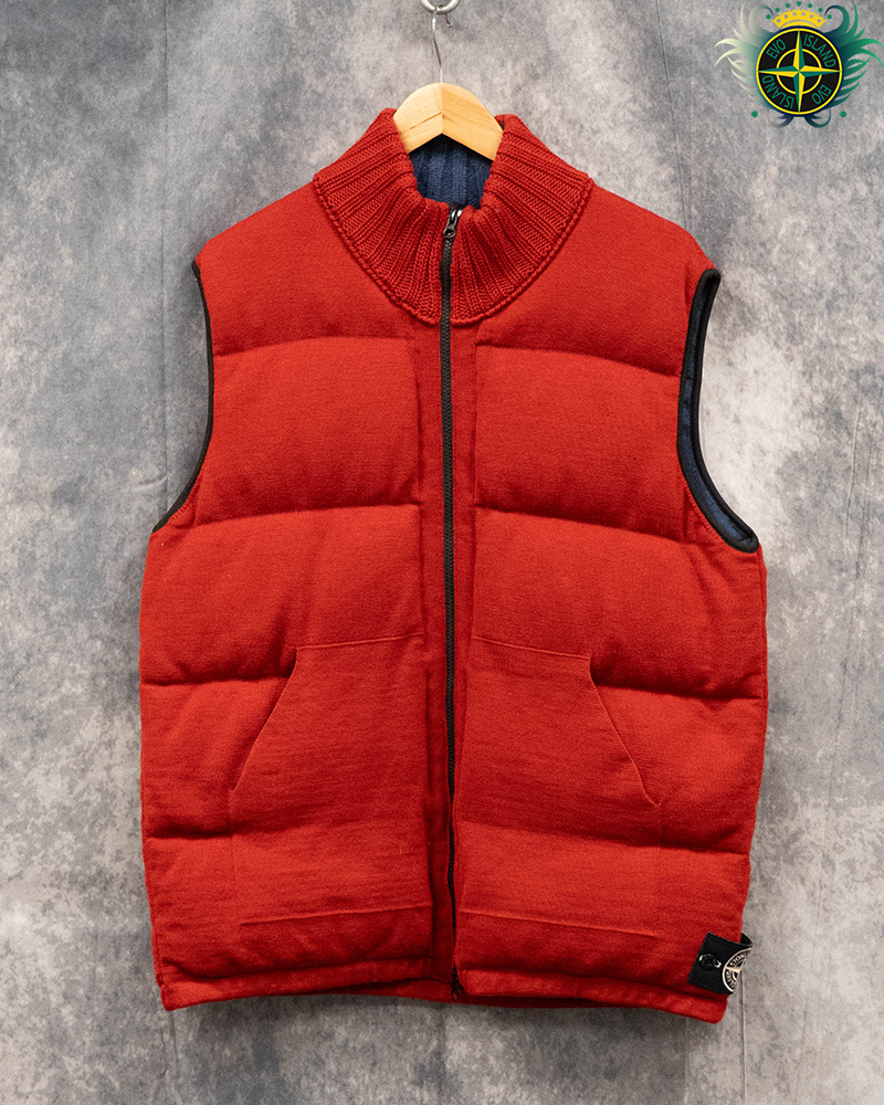 Stone Island Special Process Double Bag Knit Down Gilet Red - XXL