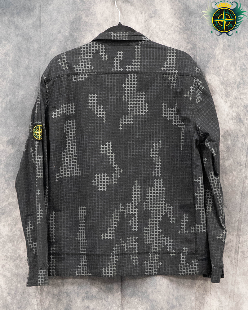 Stone Island RipStop Grid Camo Overshirt Black