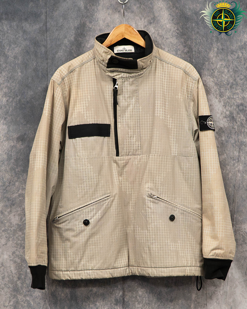 Stone Island SI Check Grid Camo Ice Jacket Off White - L
