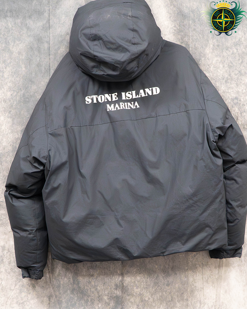 Stone Island Marina Rubber Was Poplin Down Puffer Jacket Navy - L