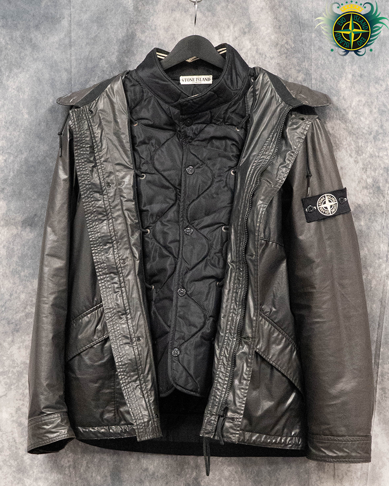 Stone Island Nylon Backed Ice Jacket Black - XL