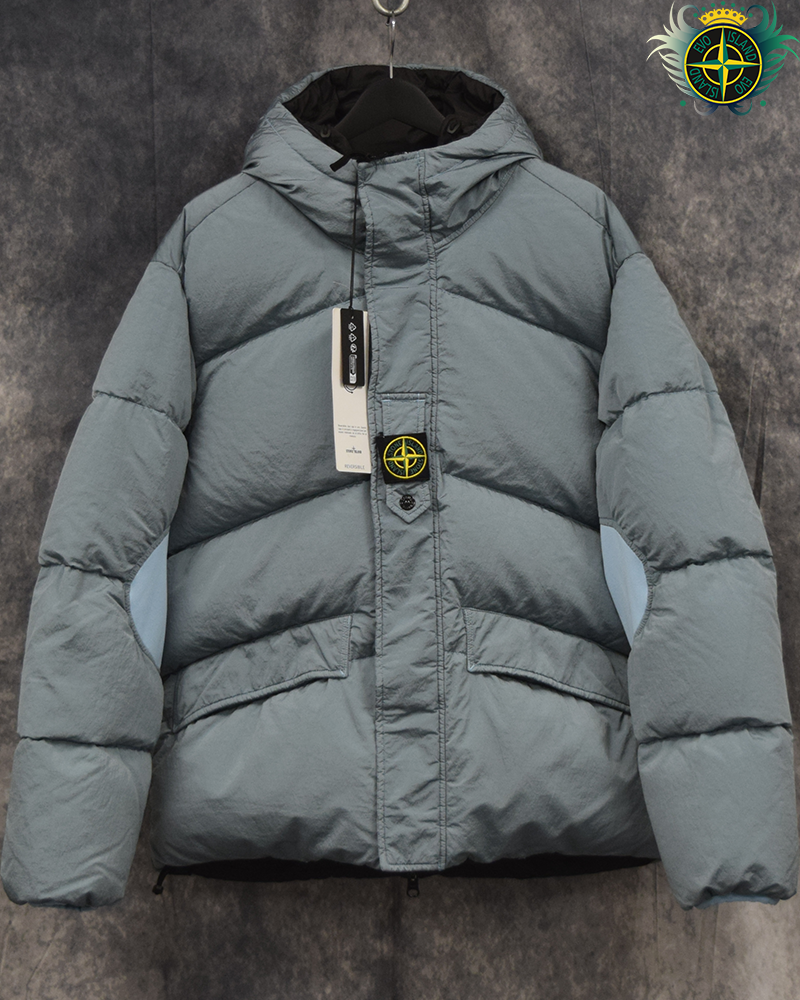 Stone Island Nylon Metal Reversible Down Jacket Silver/Blue - L