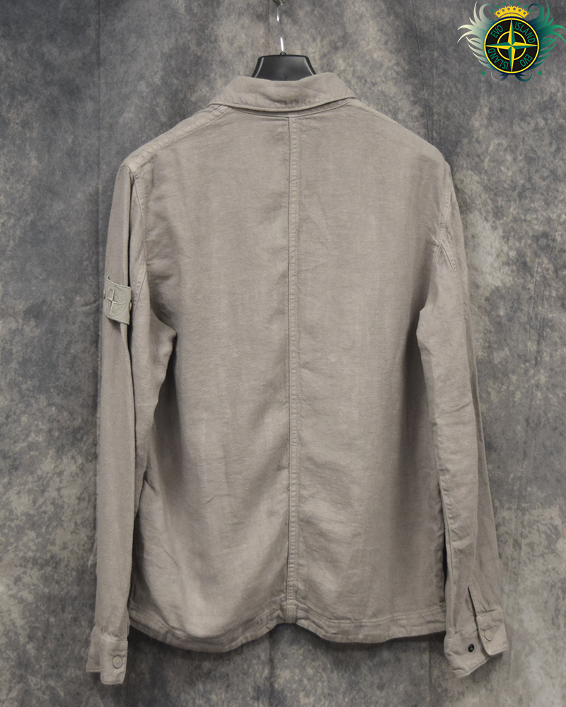 Stone Island Ghost Piece Linen Overshirt Grey