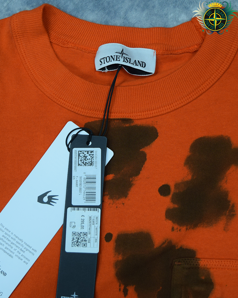 Stone Island Hand Painted Heavy Weight T-shirt Orange - L