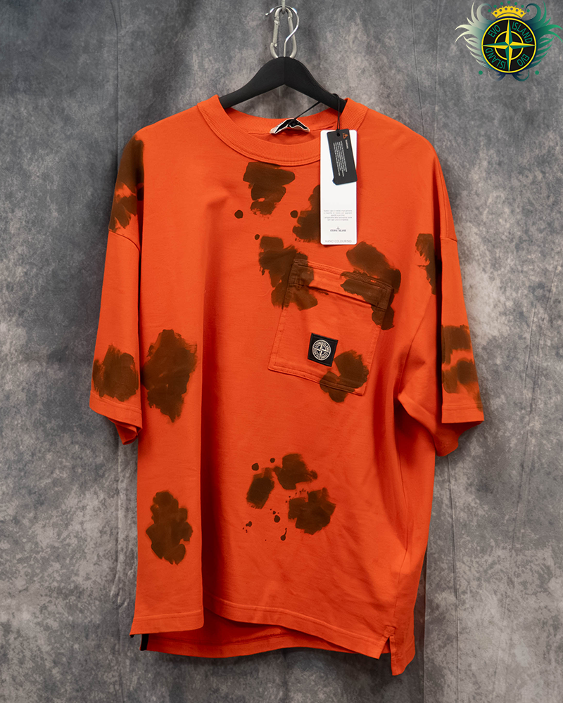Stone Island Hand Painted Heavy Weight T-shirt Orange - L