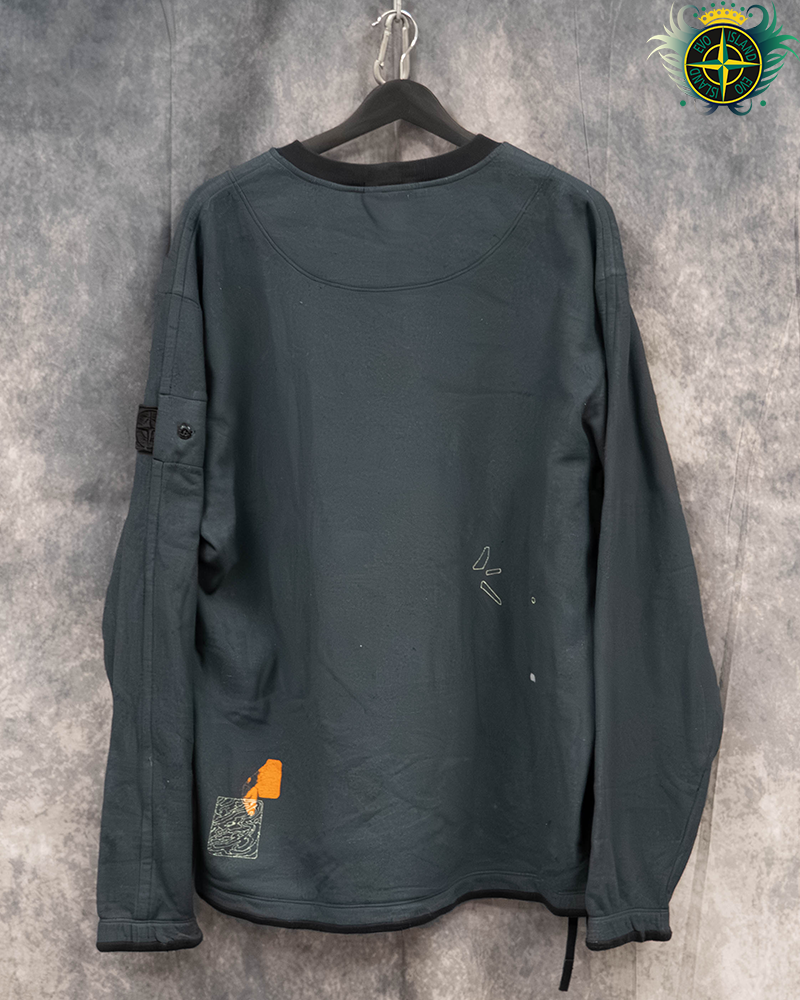 Stone Island Shadow Project Graphic Print Soft Cotton Sweater Charcoal