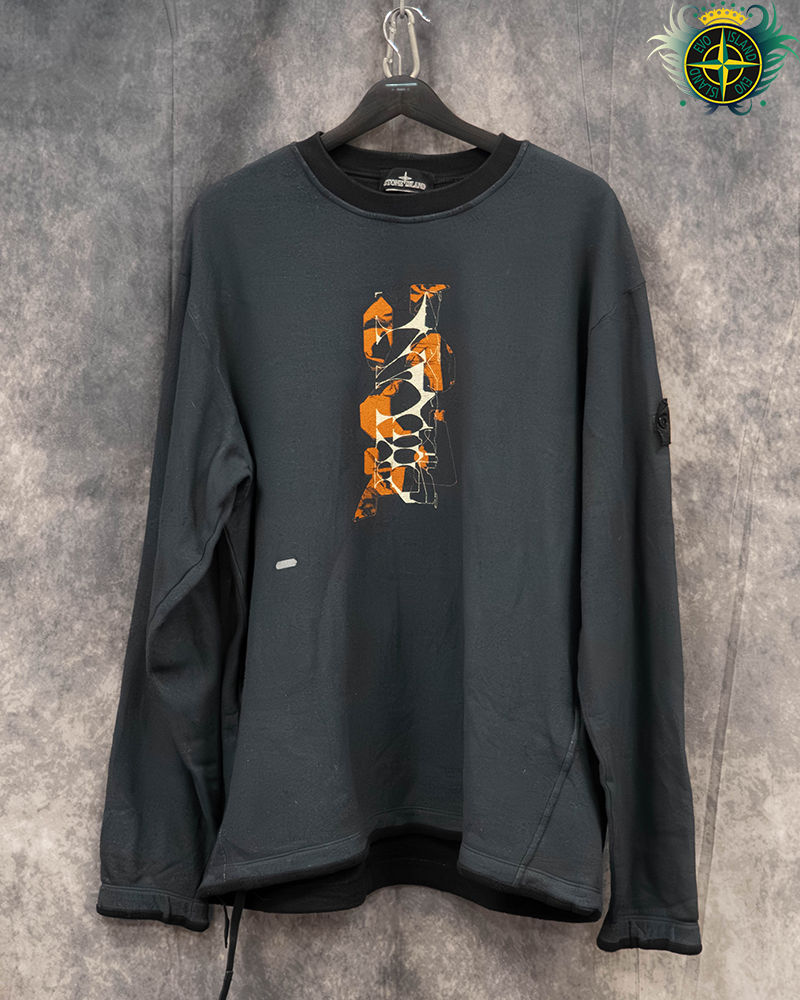 Stone Island Shadow Project Graphic Print Soft Cotton Sweater Charcoal
