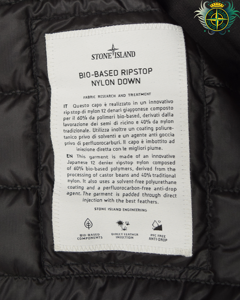 Stone Island Bio Based Ripstop Nylon Down Jacket Black - 3XL