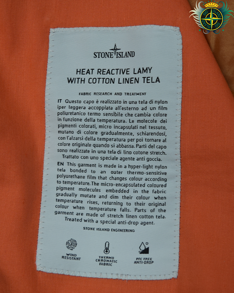 Stone Island Heat Reactive Lamy With Cotton Linen Tela Orange - XL
