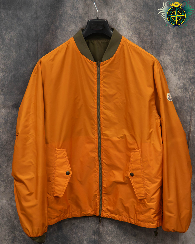 Moncler Ouveze Reversible Shell Bomber Jacket Green/Orange