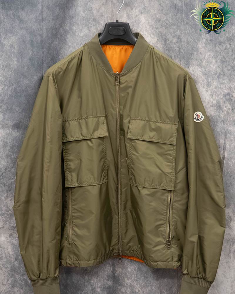 Moncler Ouveze Reversible Shell Bomber Jacket Green/Orange