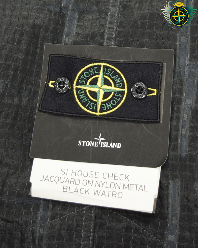 Stone Island SI House Check Jacquard on Nylon Metal Black Watro Poncho - L