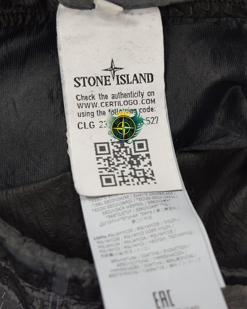 Stone Island SI House Check Jacquard on Nylon Metal Black Watro Poncho - L