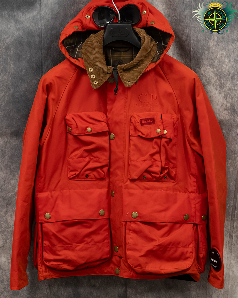 C.P Company X Barbour Creel Waxed Goggle Jacket Red - S