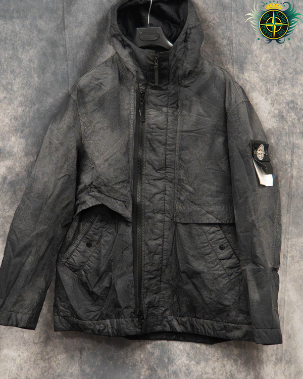 Stone Island Dense Nylon Hand Sprayed Reflective Jacket Black -XXL