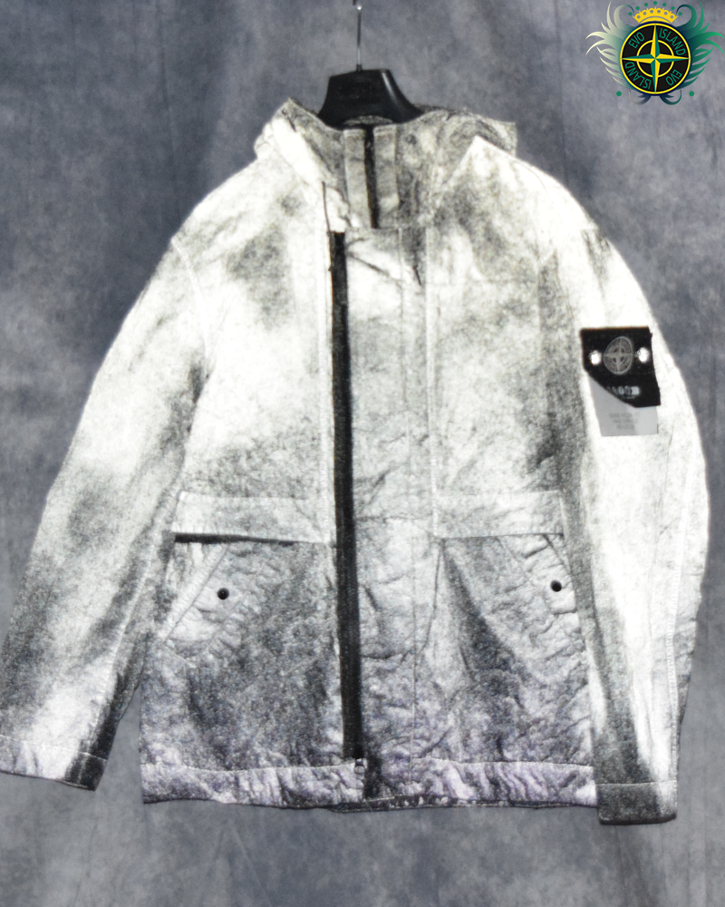 Stone Island Dense Nylon Hand Sprayed Reflective Jacket Black