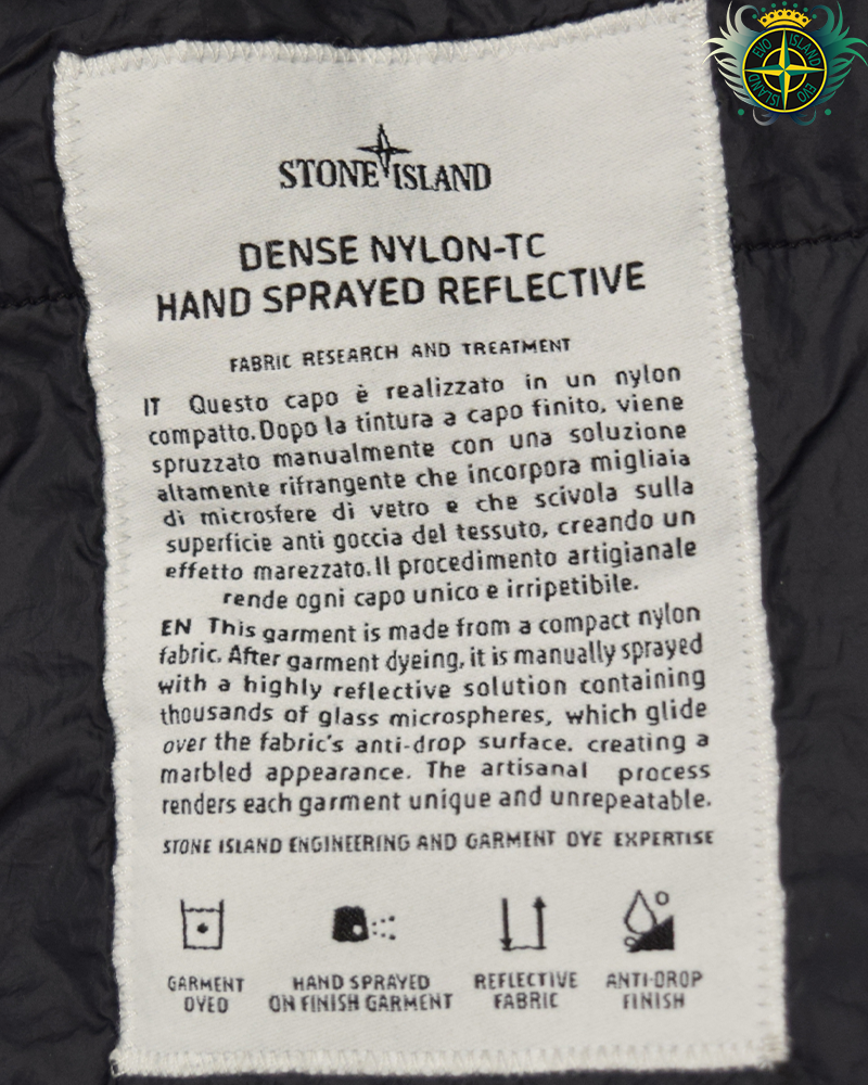 Stone Island Dense Nylon Hand Sprayed Reflective Jacket Black