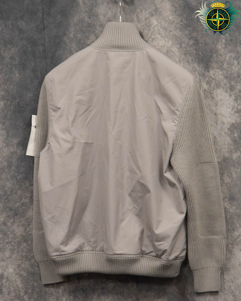 Stone Island All Weather Cotton Canvas and Knit Ghost Sweatshirt Grey