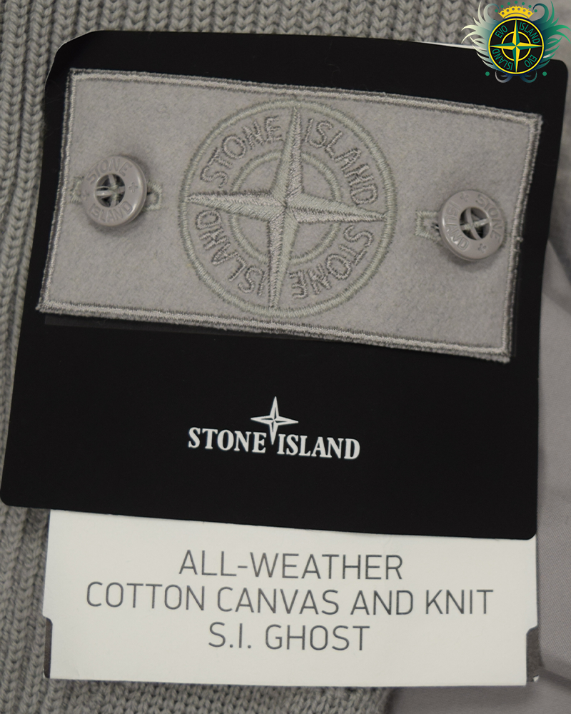 Stone Island All Weather Cotton Canvas and Knit Ghost Sweatshirt Grey