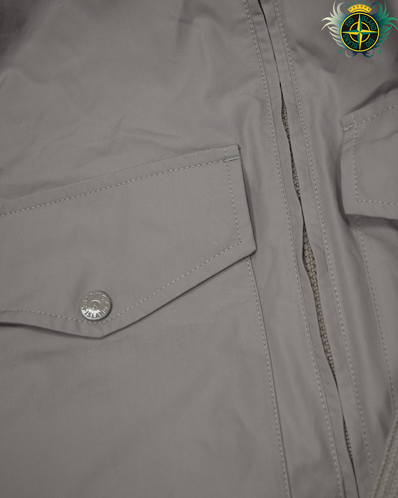 Stone Island All Weather Cotton Canvas and Knit Ghost Sweatshirt Grey