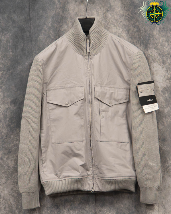 Stone Island All Weather Cotton Canvas and Knit Ghost Sweatshirt Grey
