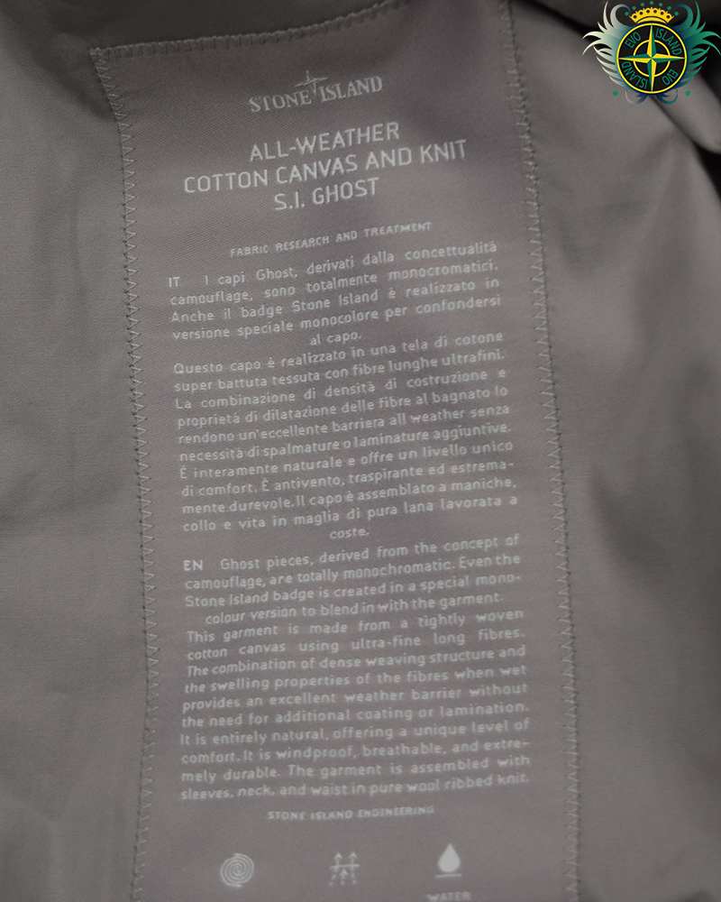 Stone Island All Weather Cotton Canvas and Knit Ghost Sweatshirt Grey
