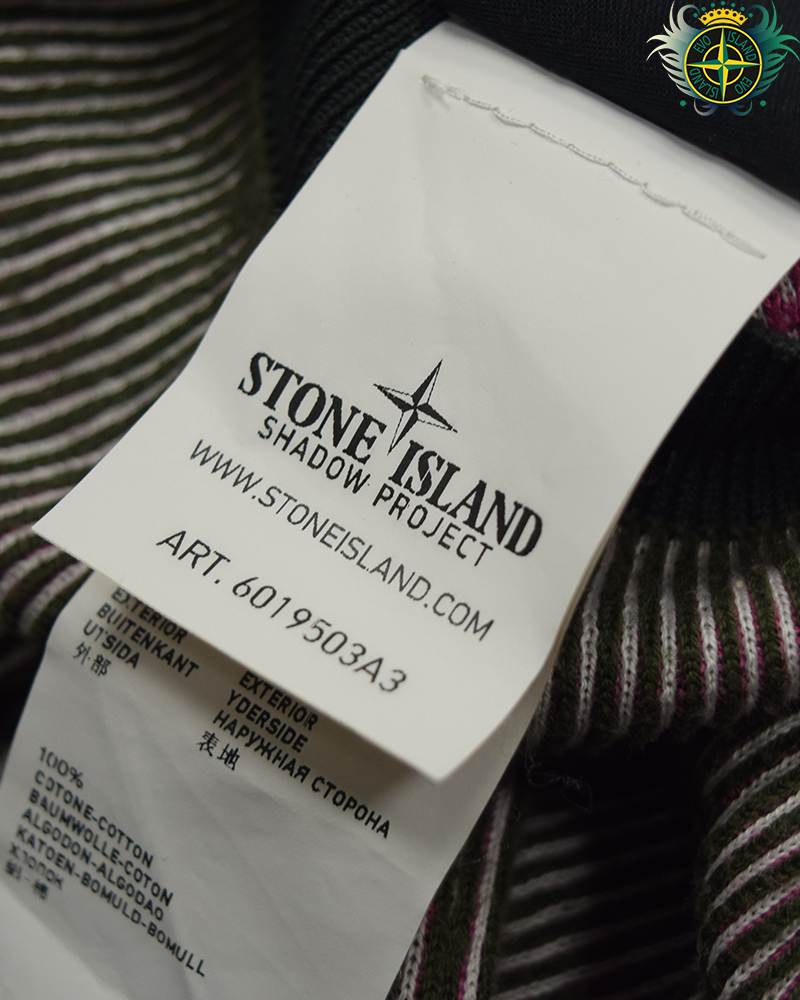 Stone Island Shadow Project Cotton Ribbed Crewneck Green/Pink - L