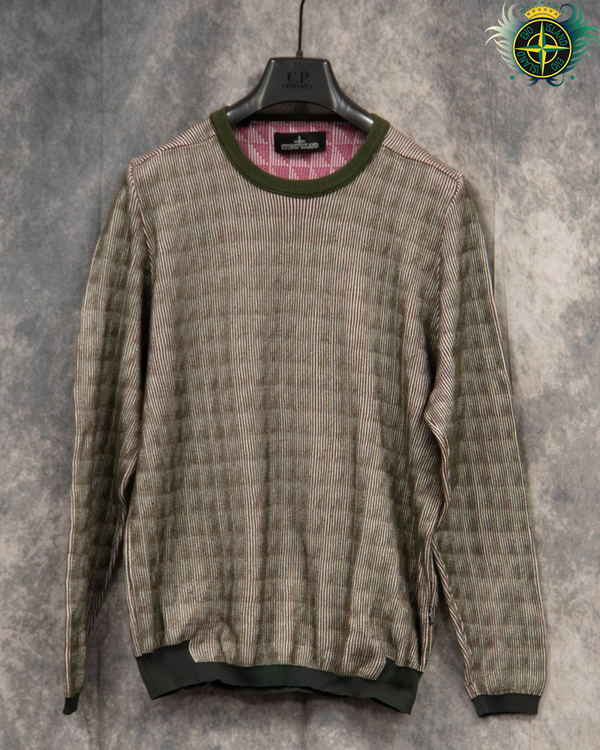 Stone Island Shadow Project Cotton Ribbed Crewneck Green/Pink - L