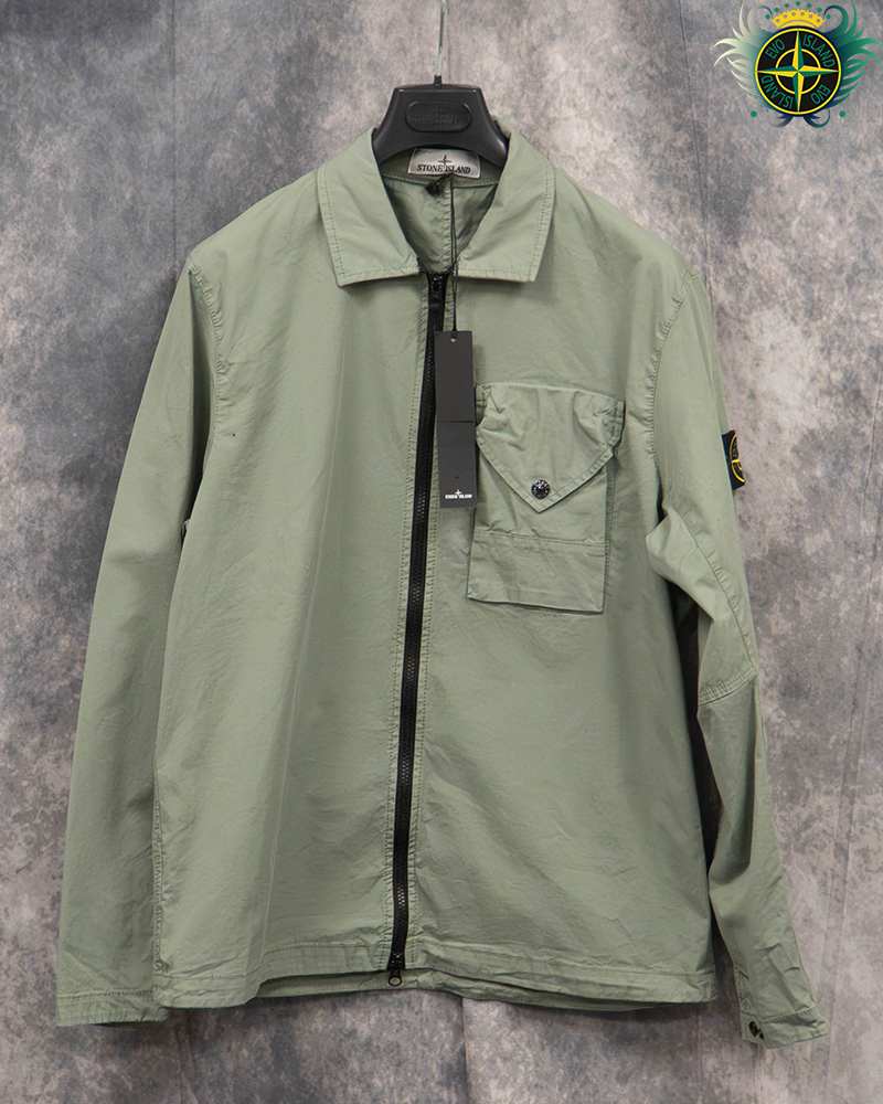 Stone Island Cotton Overshirt Sage