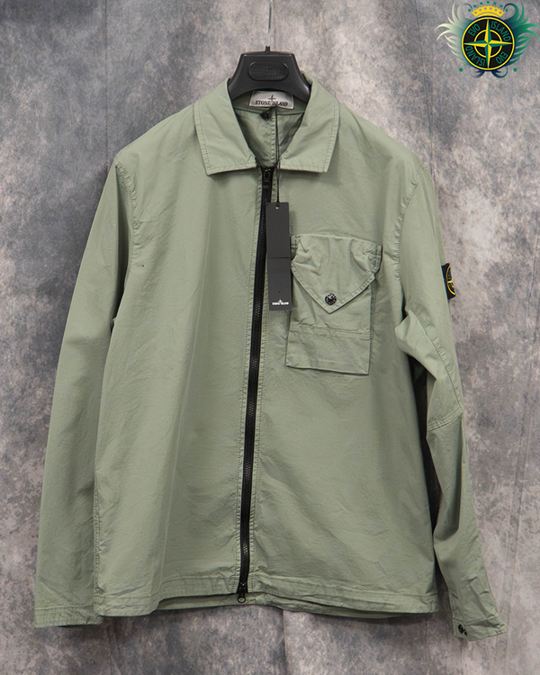 Stone Island Cotton Overshirt Sage - L