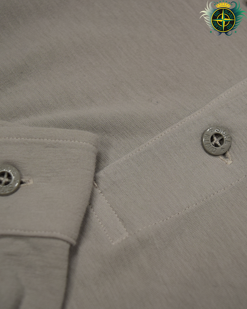 Stone Island Ghost Piece Long Sleeve Polo Grey