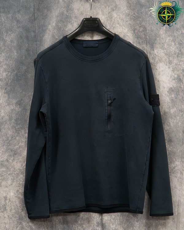 Stone Island Ghost Piece Chest Pocket Crewneck Navy Blue - XL
